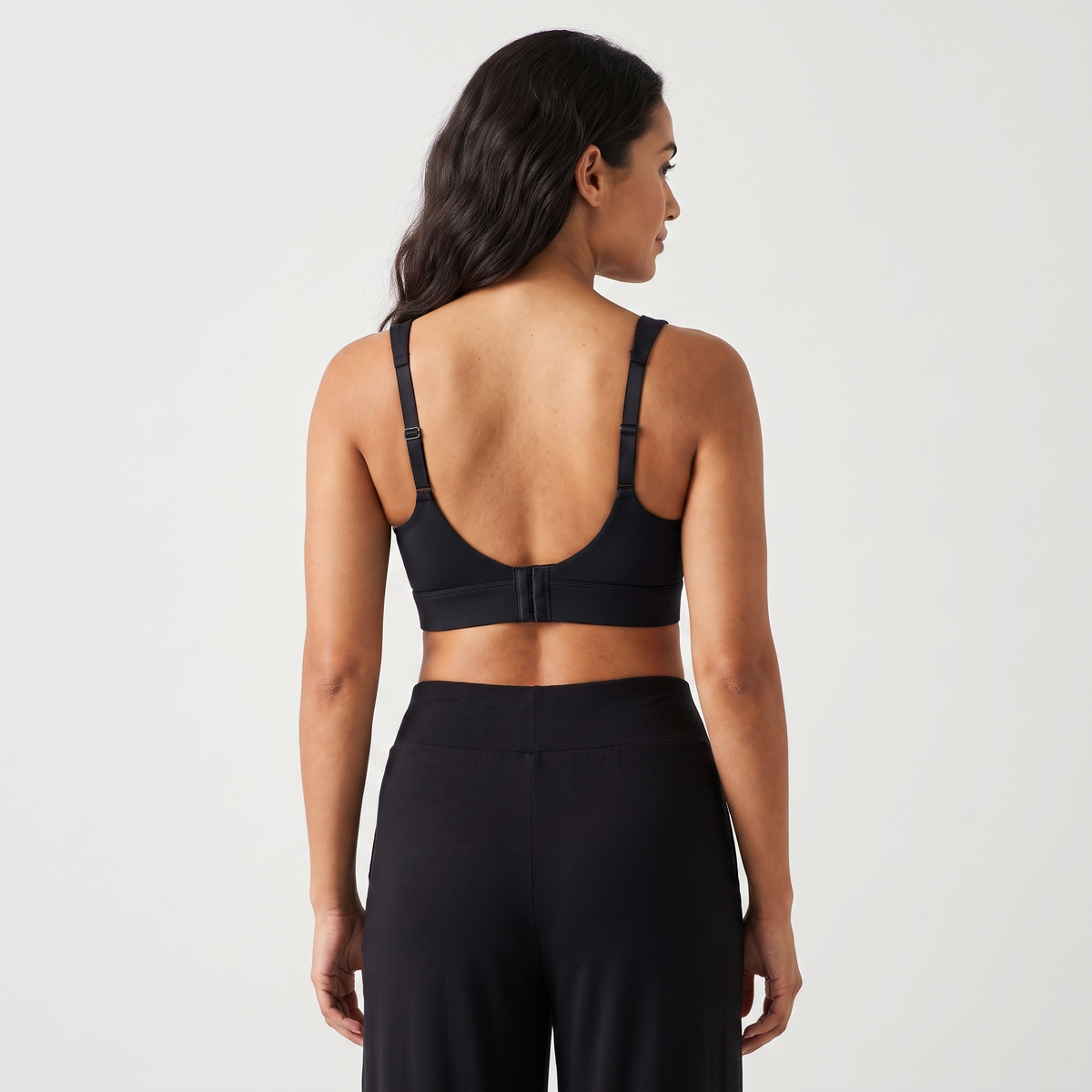 The Seamless Deep V Push-Up Bra — back view (black)