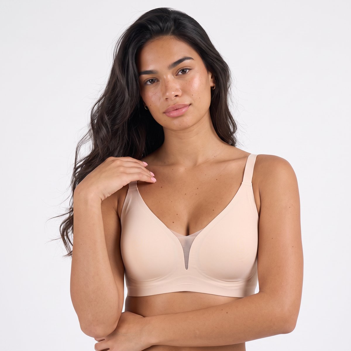 The Support & Lift V-Neck Bra in Nude — colour detail