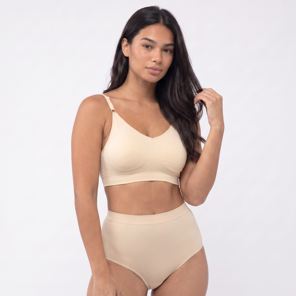 The Full Coverage Comfort QuietFrame Set — front three-quarter view (Sand)