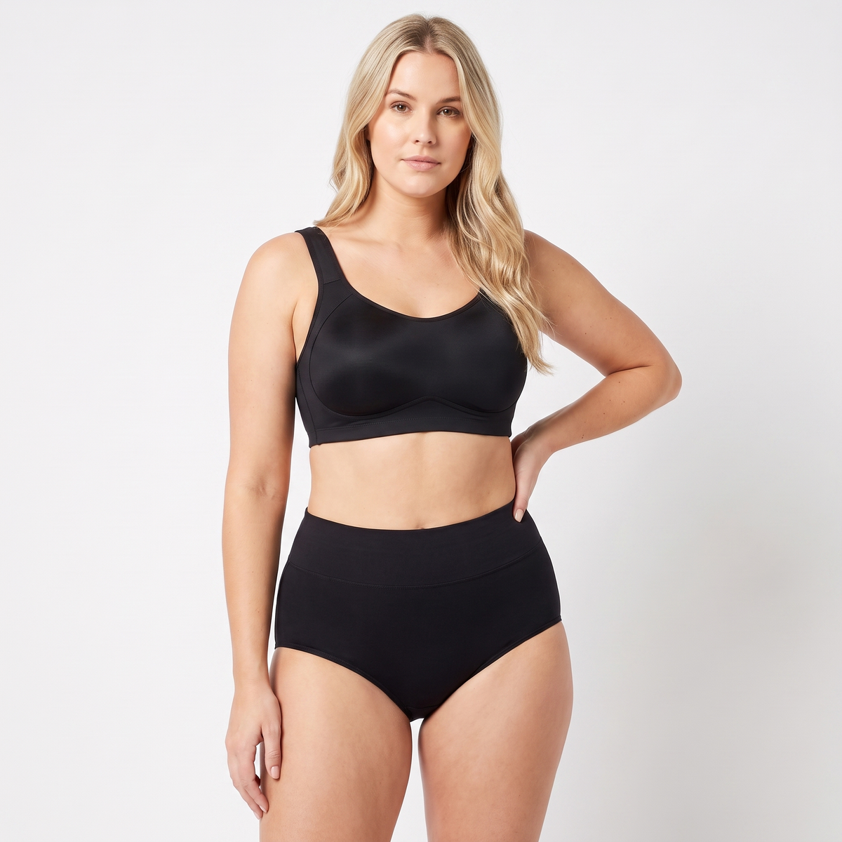 The Full Coverage QuietFrame Set — full-length front (Black)