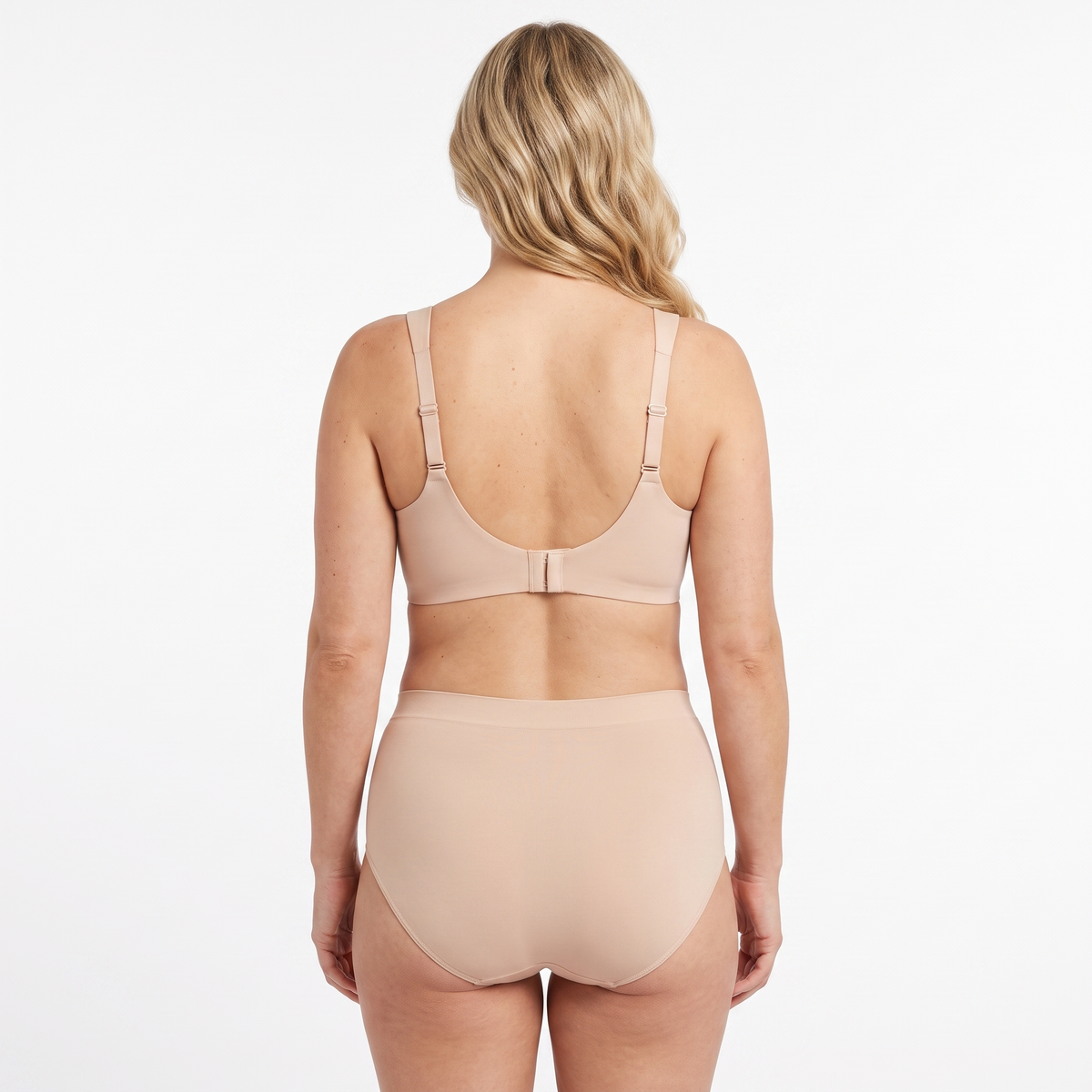 The Deep V Jelly QuietFrame Set — back view (Nude)