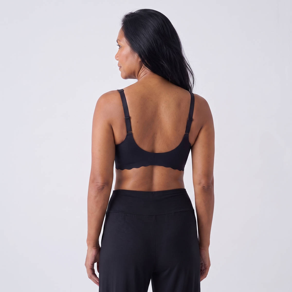 The Scalloped Deep V Wireless Bra — back view